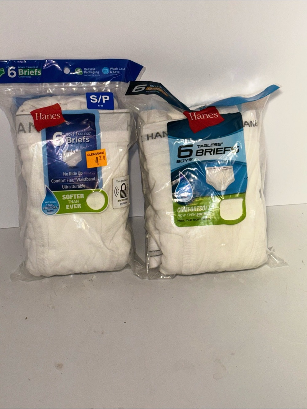 Hanes White Boys Tagless Briefs - 6 Pack (2 Packs)-Tagless Briefs